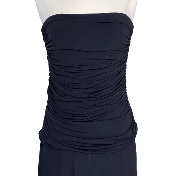 NBW EVO VORRÒ Black strapless ruched top & wide leg jumpsuit size medium - Picture 4 of 10